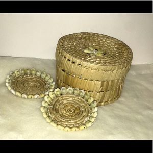 Seashell  wicker coaster set